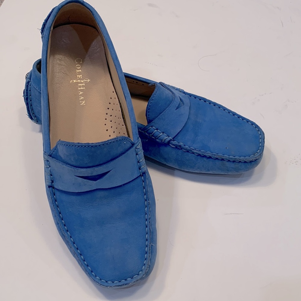 COLE HAAN Blue Suede Driving Loafers
